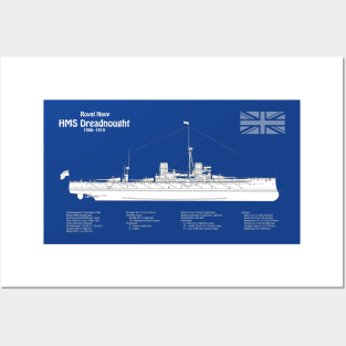 HMS Dreadnought ship plans -ABD Posters and Art